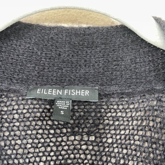 Eileen Fisher Sweater Cardigan Size S Black Mohair‎ Wool Long Quite Luxury Boho - Picture 5 of 7